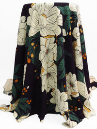 Ivory/Forest Green/Black/Multi Linen/Rayon Large Floral Print Shirt-Weight Woven 54W