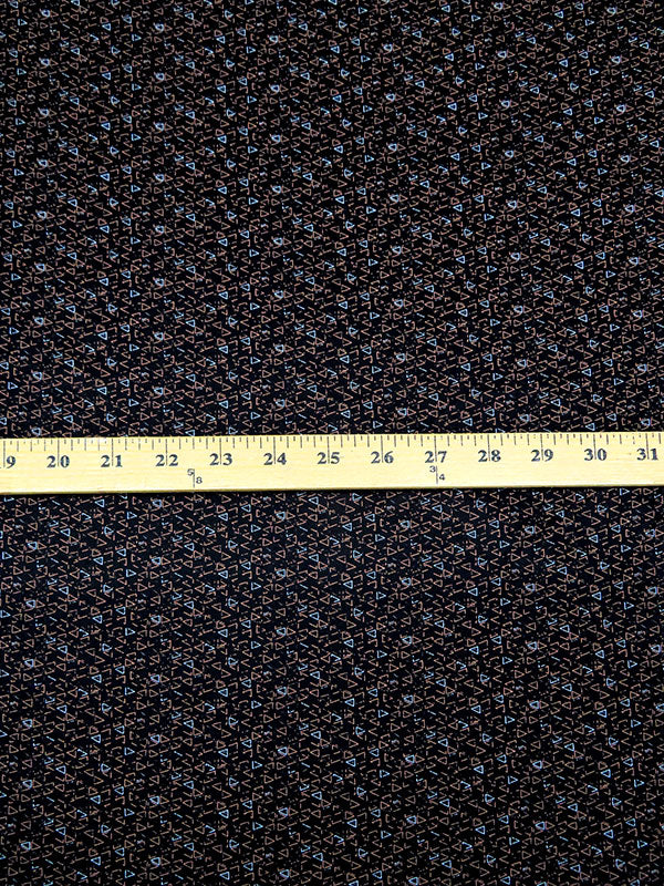 Black/Chestnut Brown/Gray 100% Cotton Triangle Print Sateen Shirting 58W