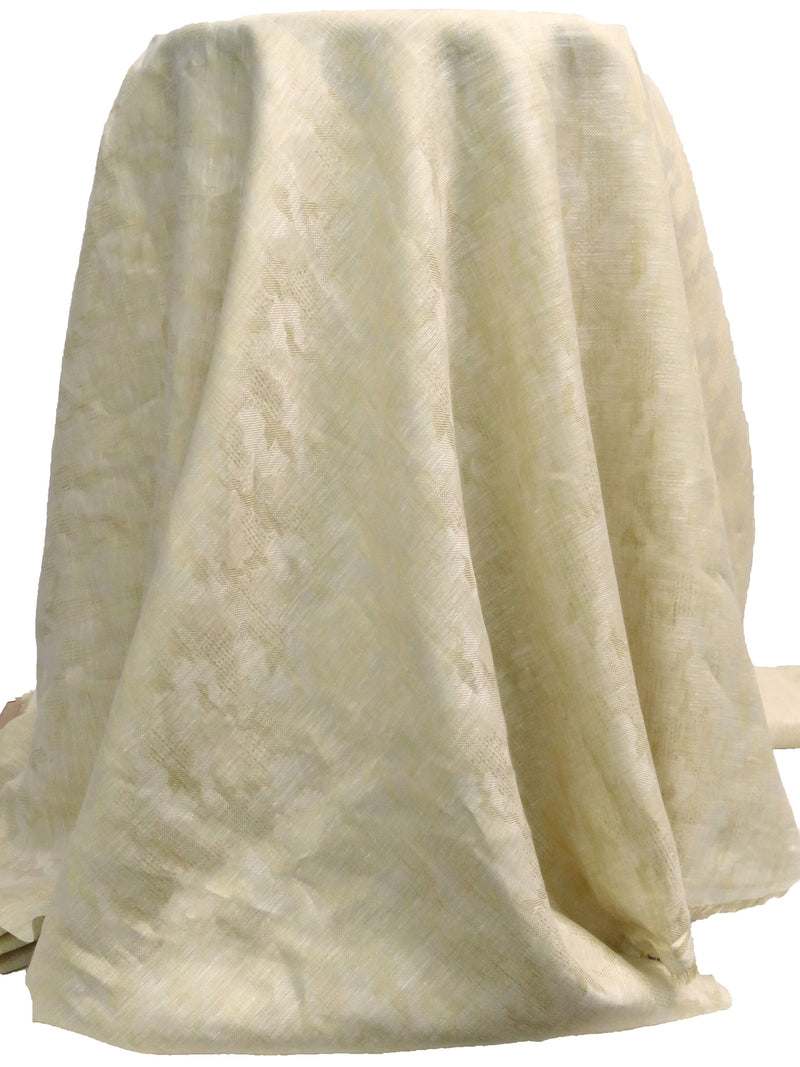 Light Goldenrod/Off-White 100% Linen Abstract Jacquard Design Shirt Weight Woven 58W