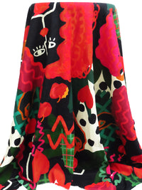 Forest Green/Imperial Red/Off-White/Multi Linen/Rayon Abstract Print Shirt Weight Woven 55W