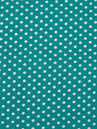 Teal Green/Off-White Cotton/Polyester Polka Dot Print Poplin 62W