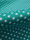 Teal Green/Off-White Cotton/Polyester Polka Dot Print Poplin 62W