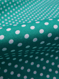 Teal Green/Off-White Cotton/Polyester Polka Dot Print Poplin 62W