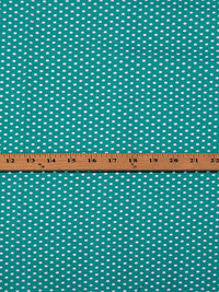 Teal Green/Off-White Cotton/Polyester Polka Dot Print Poplin 62W