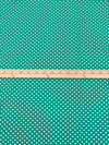 Teal Green/Off-White Cotton/Polyester Polka Dot Print Poplin 62W