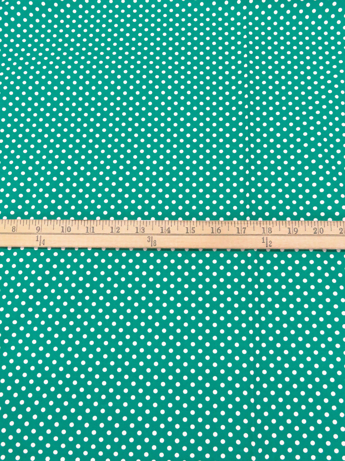 Teal Green/Off-White Cotton/Polyester Polka Dot Print Poplin 62W