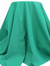 Teal Green/Off-White Cotton/Polyester Polka Dot Print Poplin 62W