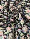 Black/Medium Persian Blue/Cream/Multi 100% Linen Stylized Paisley Floral Print Shirting 58W