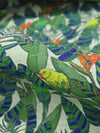 Fern Green/Dark Imperial Blue/Dark Lemon Lime/Multi 100% Linen Tropical Floral & Birds Print Shirting 58W