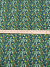 Fern Green/Dark Imperial Blue/Dark Lemon Lime/Multi 100% Linen Tropical Floral & Birds Print Shirting 58W