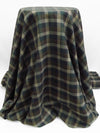 Muted Black/Rifle Green/Desert Sand/Gray Viscose/Wool Plaid Crepe Suiting - Made In USA - 57W