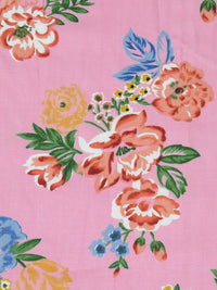 Bubblegum Pink/Salmon Pink/Clover Green/Multi 100% Rayon Floral Print Challis 54W