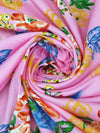 Bubblegum Pink/Salmon Pink/Clover Green/Multi 100% Rayon Floral Print Challis 54W
