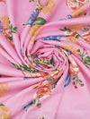 Bubblegum Pink/Salmon Pink/Clover Green/Multi 100% Rayon Floral Print Challis 54W