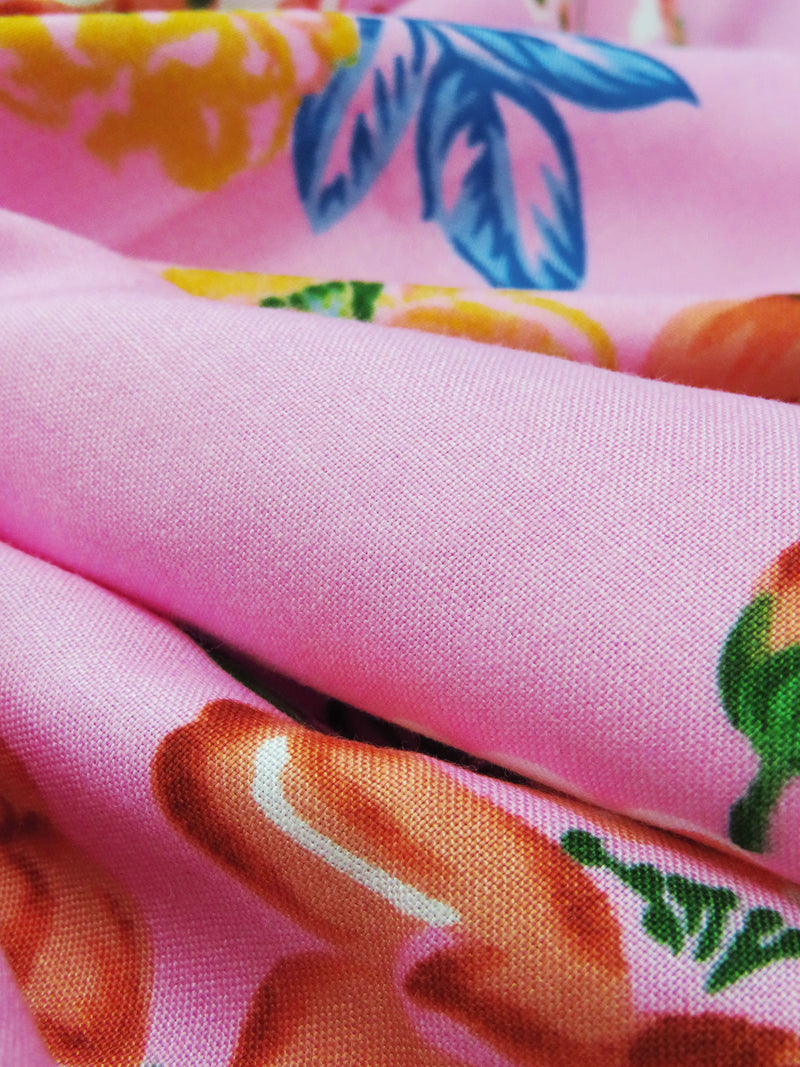 Bubblegum Pink/Salmon Pink/Clover Green/Multi 100% Rayon Floral Print Challis 54W