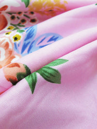 Bubblegum Pink/Salmon Pink/Clover Green/Multi 100% Rayon Floral Print Challis 54W