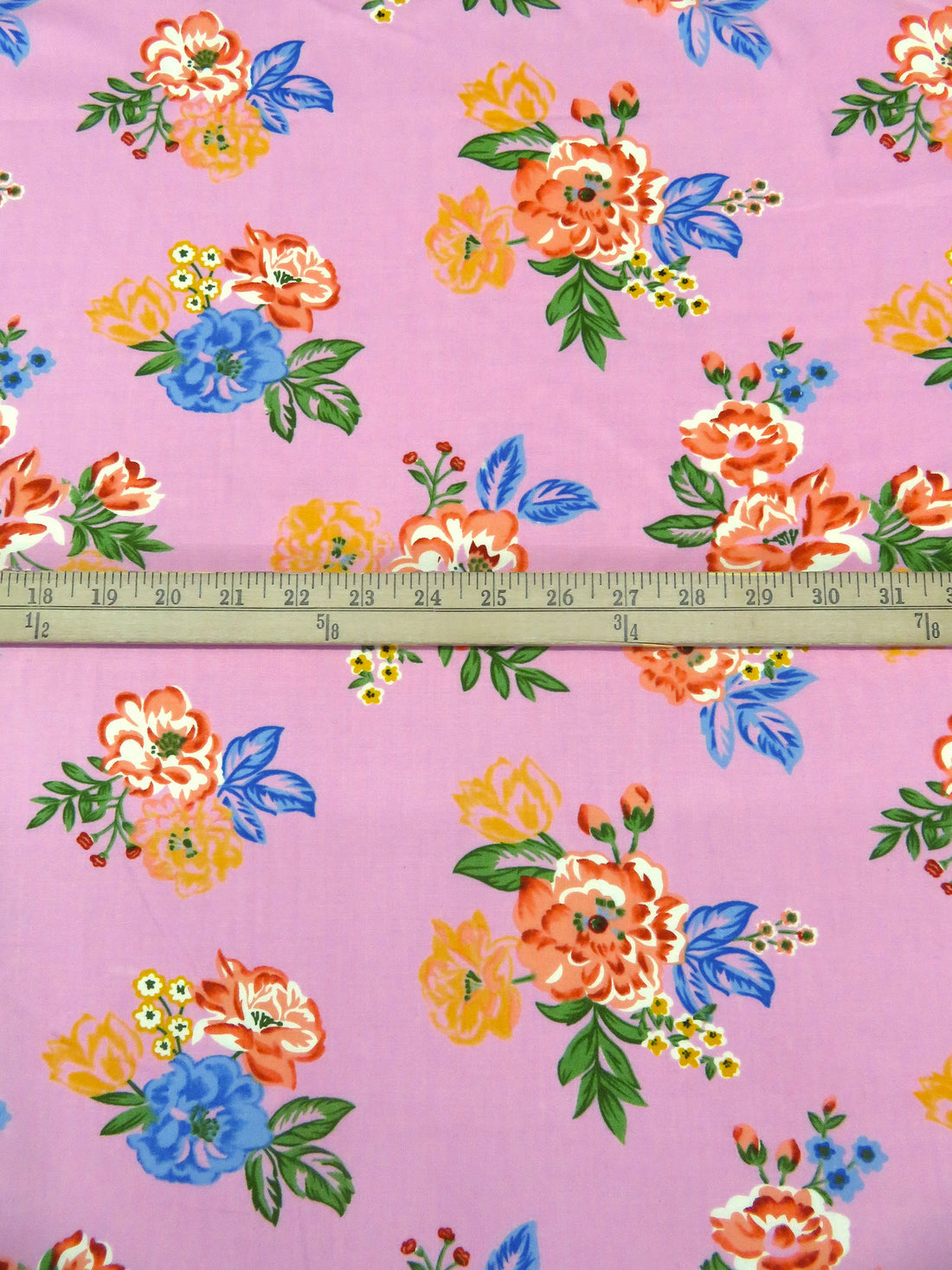 Bubblegum Pink/Salmon Pink/Clover Green/Multi 100% Rayon Floral Print Challis 54W