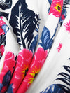 White/Medium Candy Apple Red/Midnight Navy 100% Rayon Tropical Floral Print Challis 54W