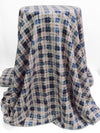 Silvery Pink/Dark Cerulean/Cream 100% Rayon Rugged Plaid Challis 54W