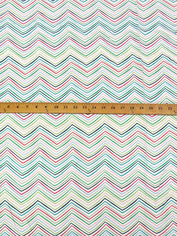 Eggshell/Multi 100% Rayon Irregular Wide Chevron Print Challis 54W