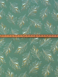 Spearmint/Gold/Off-White 100% Rayon Dual Contour Floral Foil Print Challis 52W