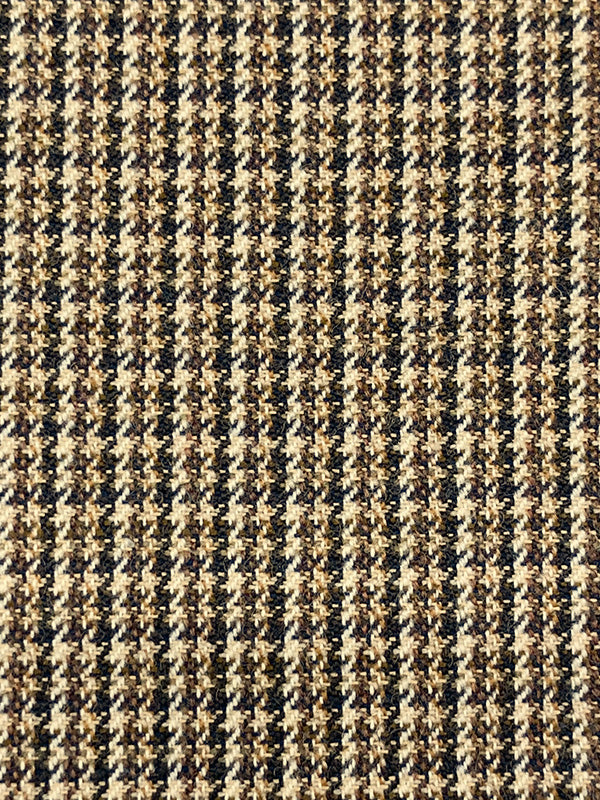 Cream/Brown/Navy/Eggshell/Black Wool/Cotton Micro Houndstooth Suiting 62W