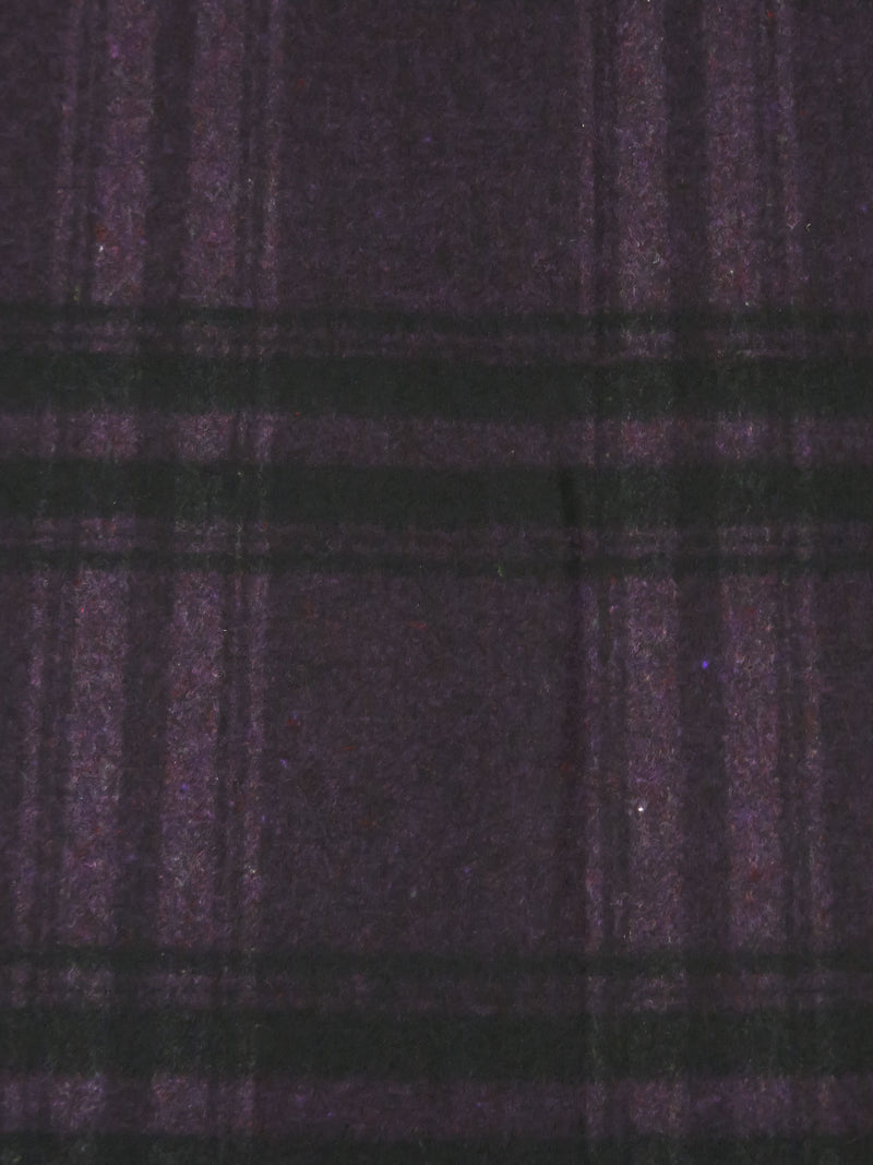 Dark Royal Purple/Black Wool/Polyester Plaid Heavy Flannel Suiting 60W