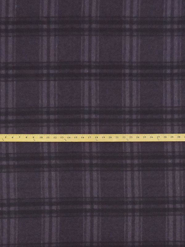 Dark Royal Purple/Black Wool/Polyester Plaid Heavy Flannel Suiting 60W