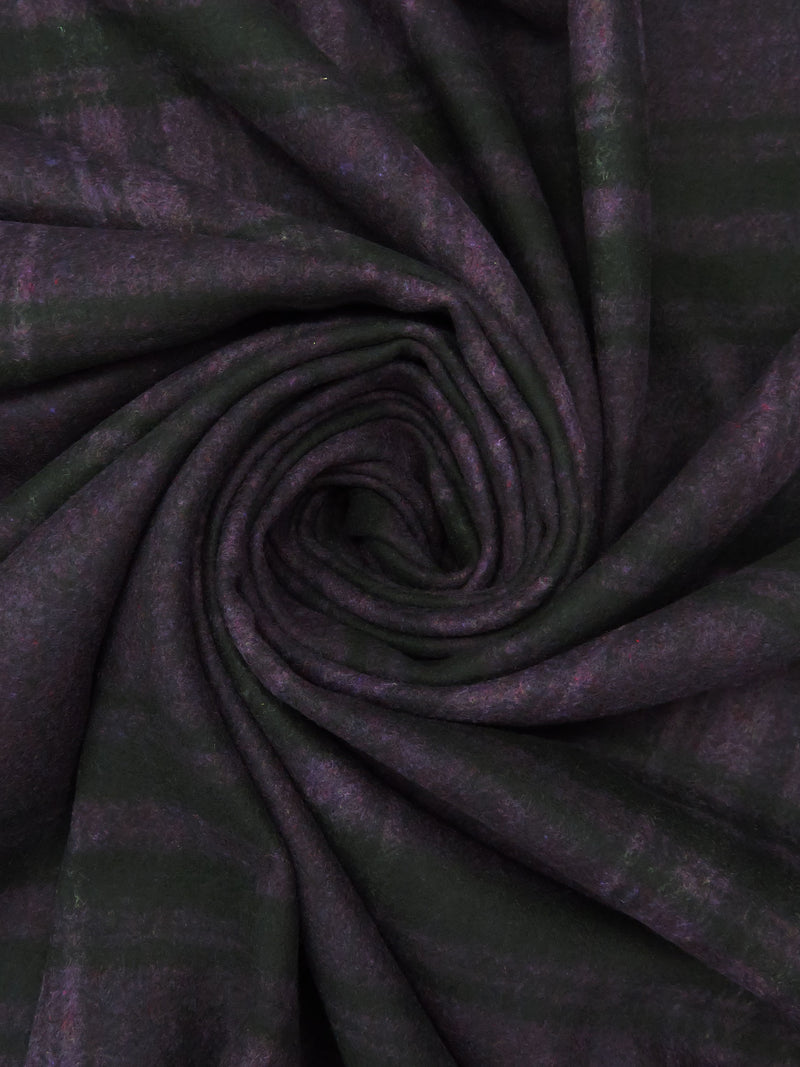 Dark Royal Purple/Black Wool/Polyester Plaid Heavy Flannel Suiting 60W
