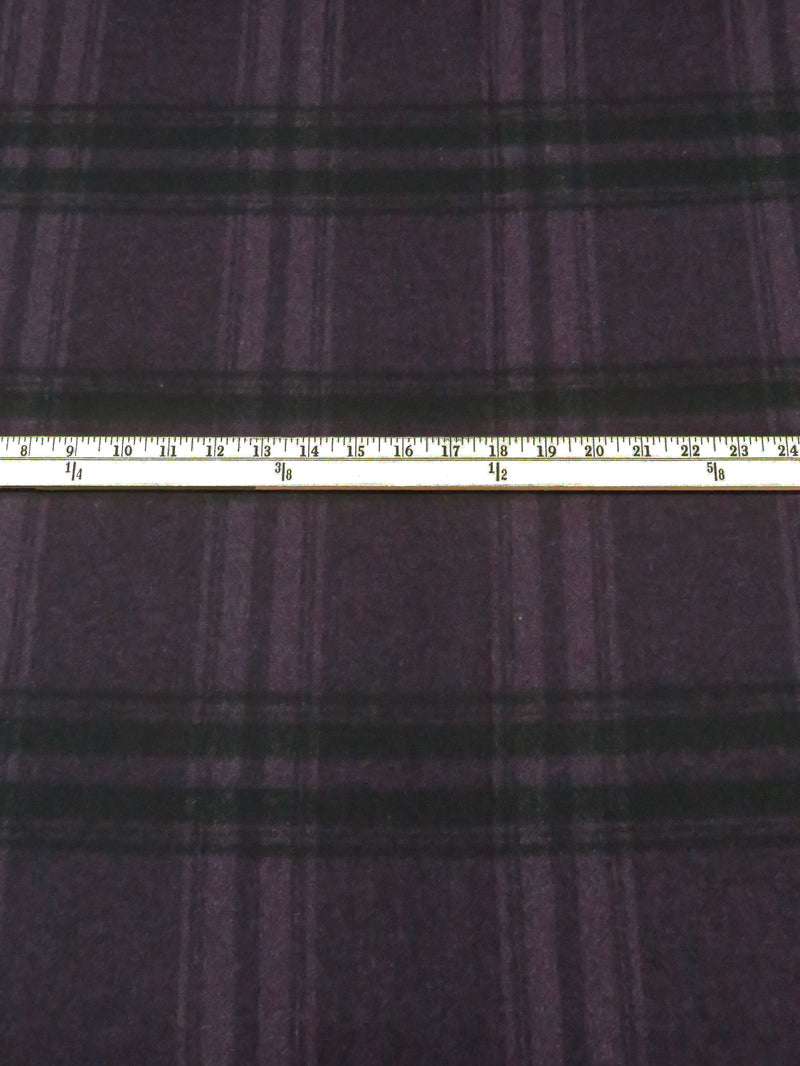Dark Royal Purple/Black Wool/Polyester Plaid Heavy Flannel Suiting 60W