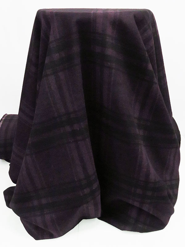 Dark Royal Purple/Black Wool/Polyester Plaid Heavy Flannel Suiting 60W