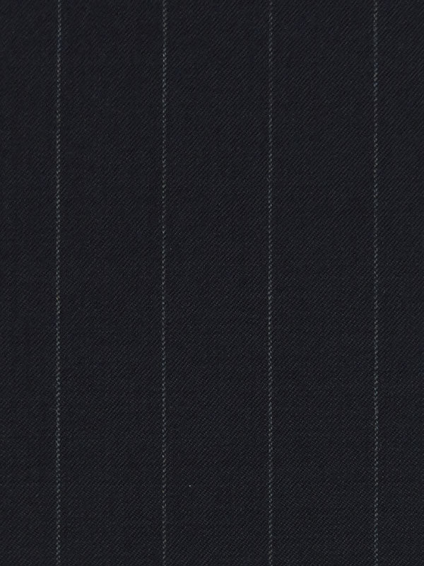 Midnight Navy/Iron Gray 100% Wool Vertical Pinstripe Twill Suiting 62W