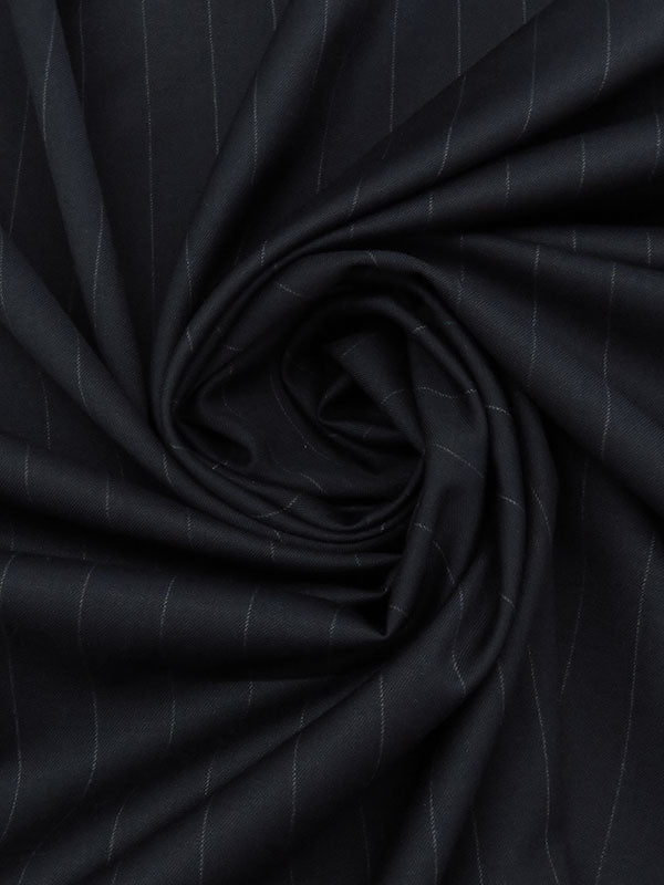 Midnight Navy/Iron Gray 100% Wool Vertical Pinstripe Twill Suiting 62W