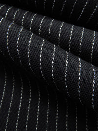 Raven Black/White Rayon/Polyester Vertical Pinstripe Design Tropical Weight Suiting 62W