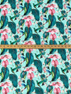 Pale Robin Egg Blue/Amaranth Pink/Dark Cyan 100% Rayon Hummingbird Floral Print Challis 54W