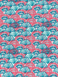 Turquoise/Strawberry Pink/Ocean Teal 100% Rayon Fans Print Challis 56W