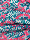 Turquoise/Strawberry Pink/Ocean Teal 100% Rayon Fans Print Challis 56W