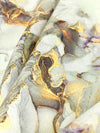 Alabaster/Soft Yellow/Deep Amethyst 100% Recycled Viscose Marbled-Look Print Shirt Weight Woven - Ecoliva - 58W