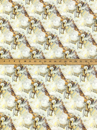 Alabaster/Soft Yellow/Deep Amethyst 100% Recycled Viscose Marbled-Look Print Shirt Weight Woven - Ecoliva - 58W