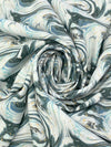 Penguin White/Cerulean Frost/Dark Slate 100% Recycled Viscose Paint Swirl Print Shirt Weight Woven - Ecoliva - 58W