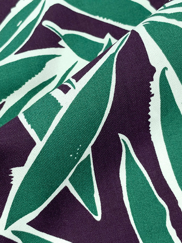 Tropical Rain Forest Green/Deep Purple/White 100% Rayon Floral Print Challis 54W