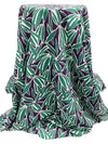 Tropical Rain Forest Green/Deep Purple/White 100% Rayon Floral Print Challis 54W