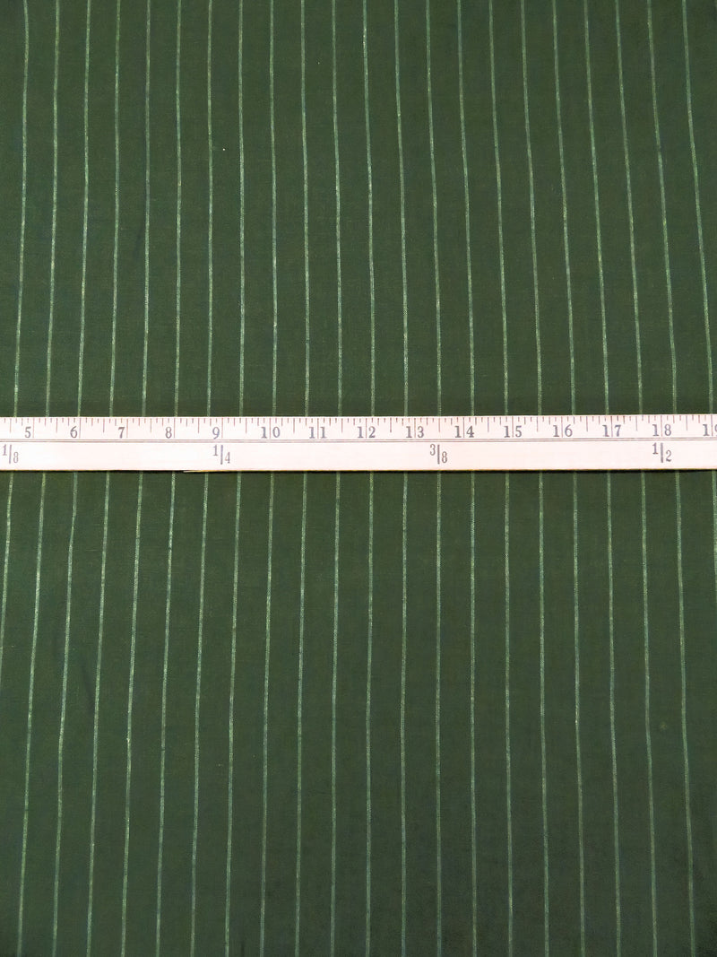Deep Moss Green/Lamb's Ear Green 100% Linen Vertical Stripe Shirt Weight Woven 60W