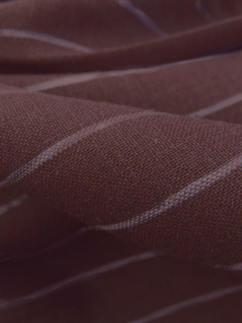 Muted Garnet/Soft Lilac 100% Linen Vertical Stripe Shirt Weight Woven 60W