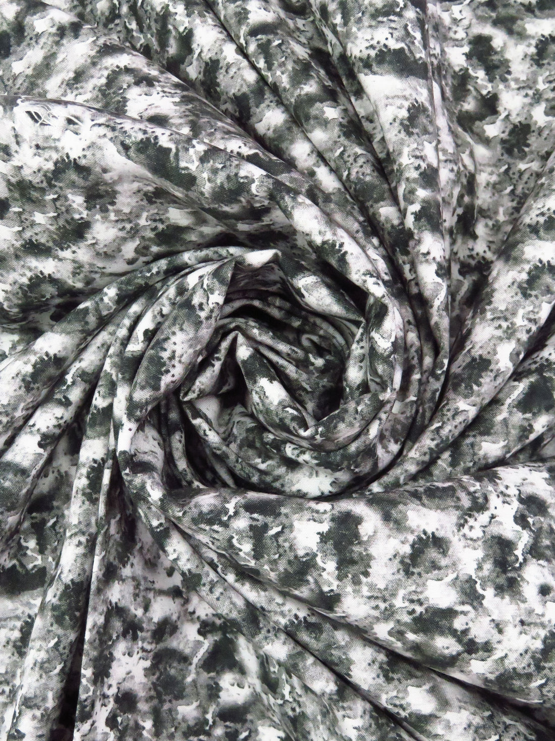 Charcoal/White/Gray 100% Recycled Viscose Abstract Print Shirt Weight Woven - Ecoliva - 58W