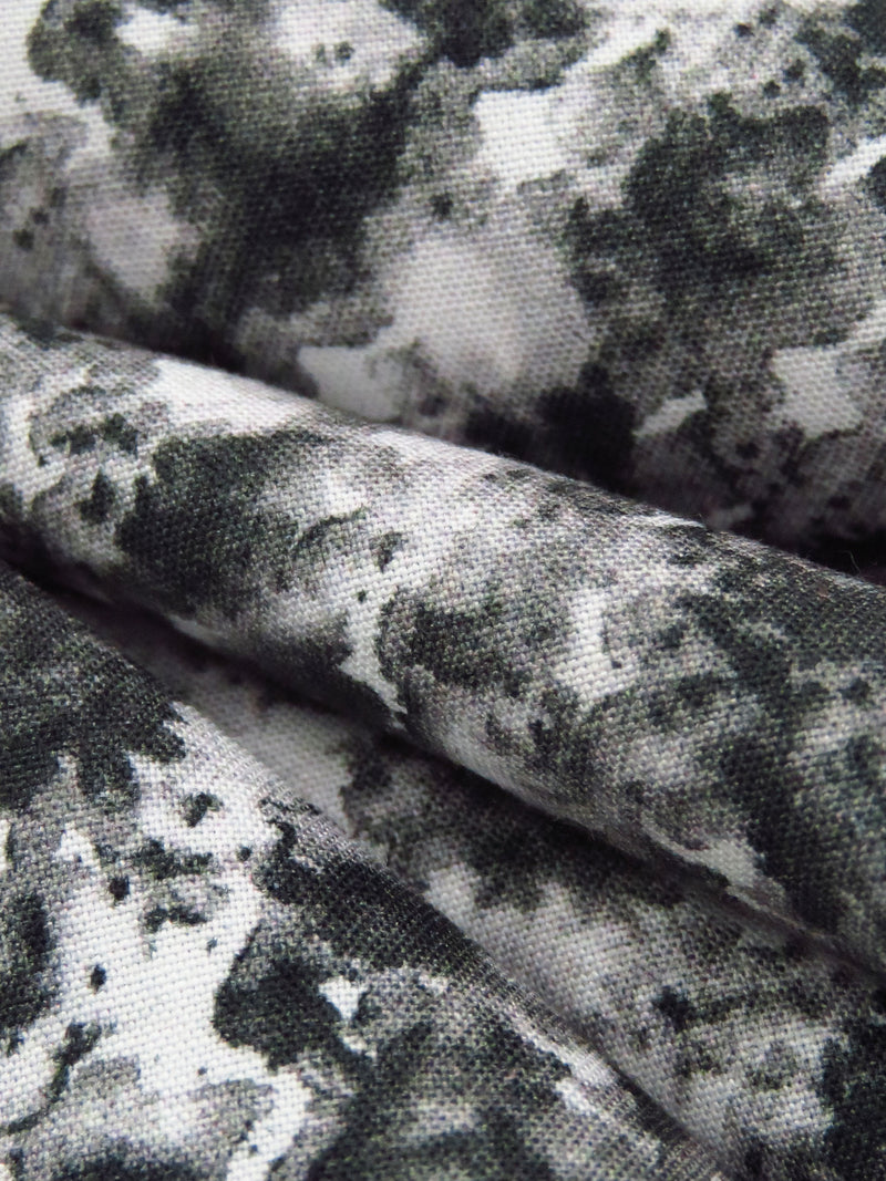 Charcoal/White/Gray 100% Recycled Viscose Abstract Print Shirt Weight Woven - Ecoliva - 58W
