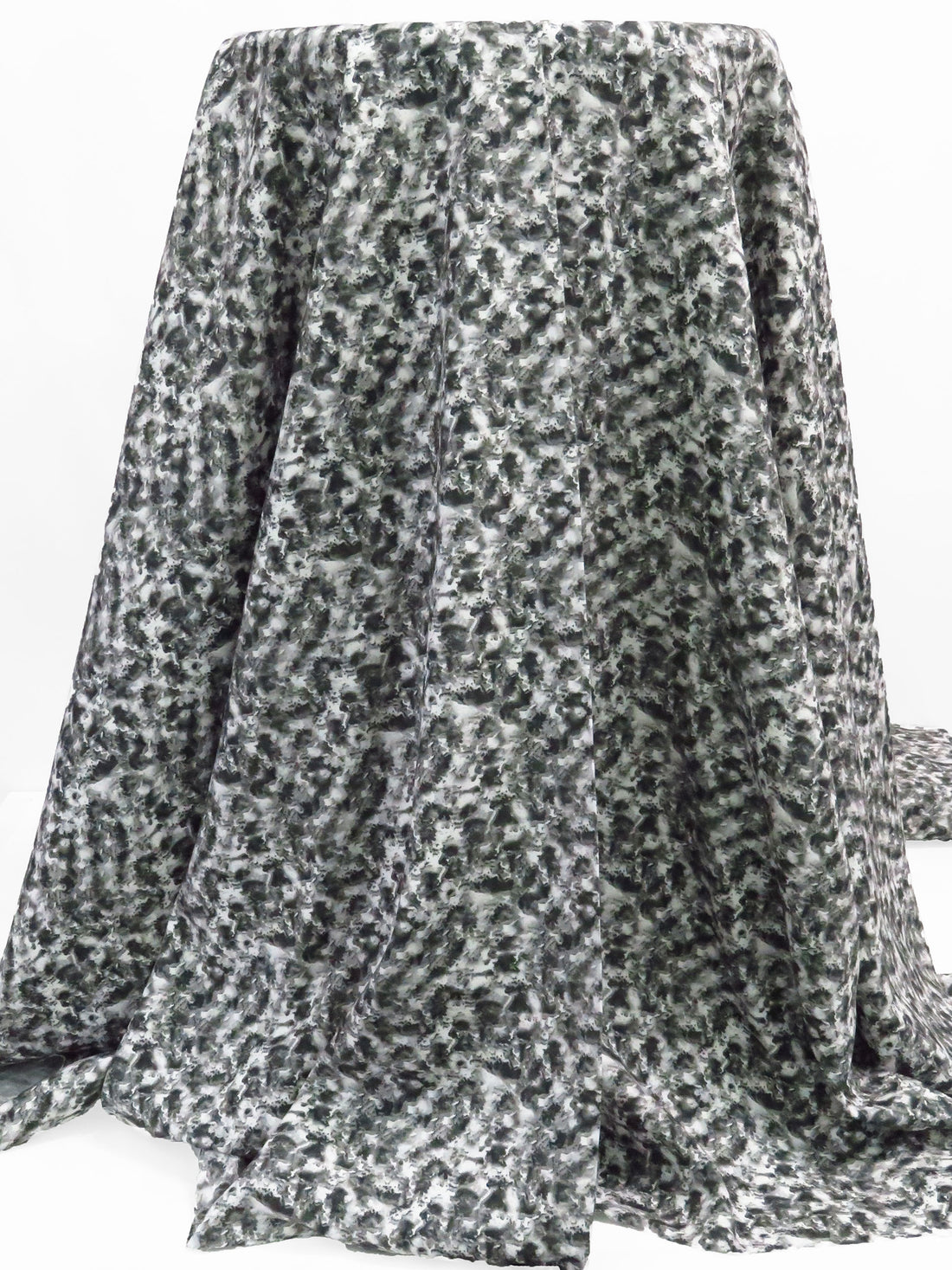 Charcoal/White/Gray 100% Recycled Viscose Abstract Print Shirt Weight Woven - Ecoliva - 58W