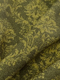 Rifle Green/Vegas Yellow 100% Recycled Viscose Ornate Damask Print Shirt Weight Woven - Ecoliva - 60W