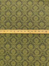 Rifle Green/Vegas Yellow 100% Recycled Viscose Ornate Damask Print Shirt Weight Woven - Ecoliva - 60W