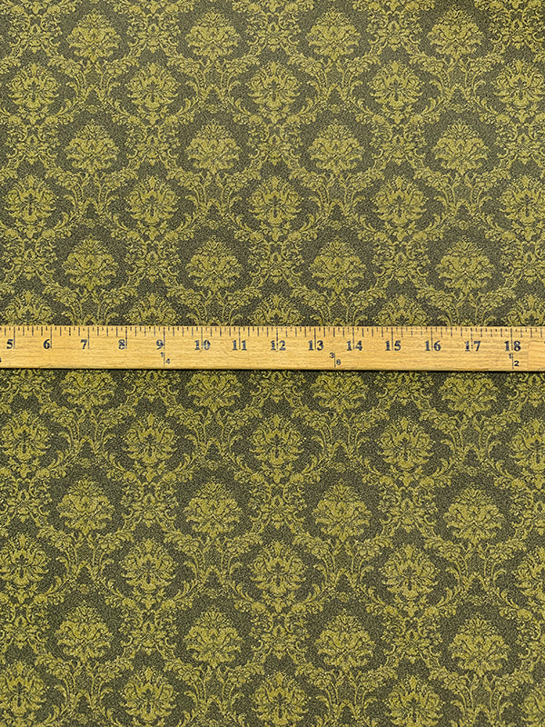 Rifle Green/Vegas Yellow 100% Recycled Viscose Ornate Damask Print Shirt Weight Woven - Ecoliva - 60W